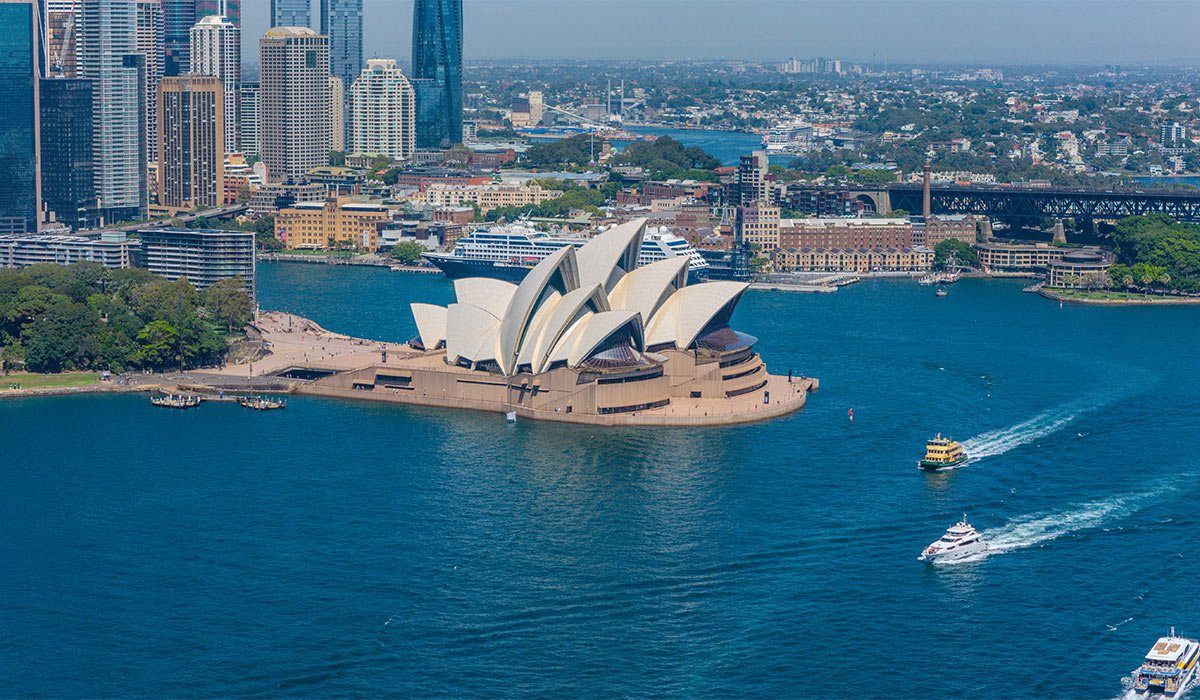 Aerial View of Sydney Opera House on Harbour Circular Quay. Pic: Shutterstock