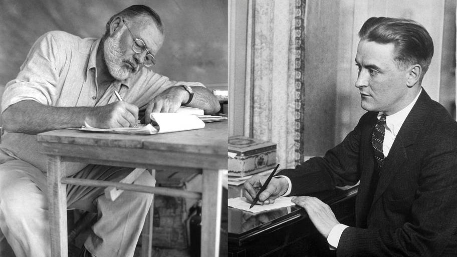 (Left) Ernest Hemingway; (Right) Francis Scott Fitzgerald.