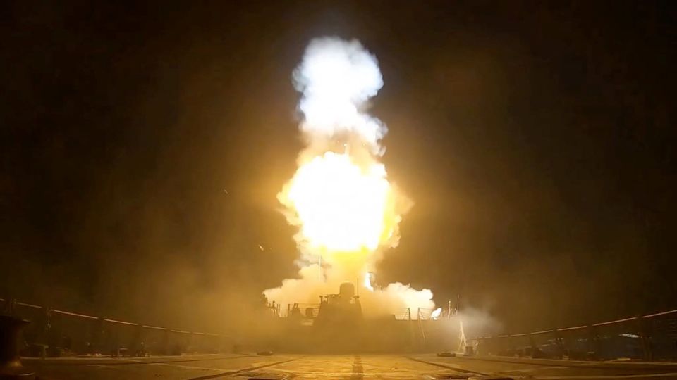 A projectile is fired during what the US Central Command said was a round of strikes against Iran, in this screengrab taken from a handout video released on July 11. - US Central Command/Reuters