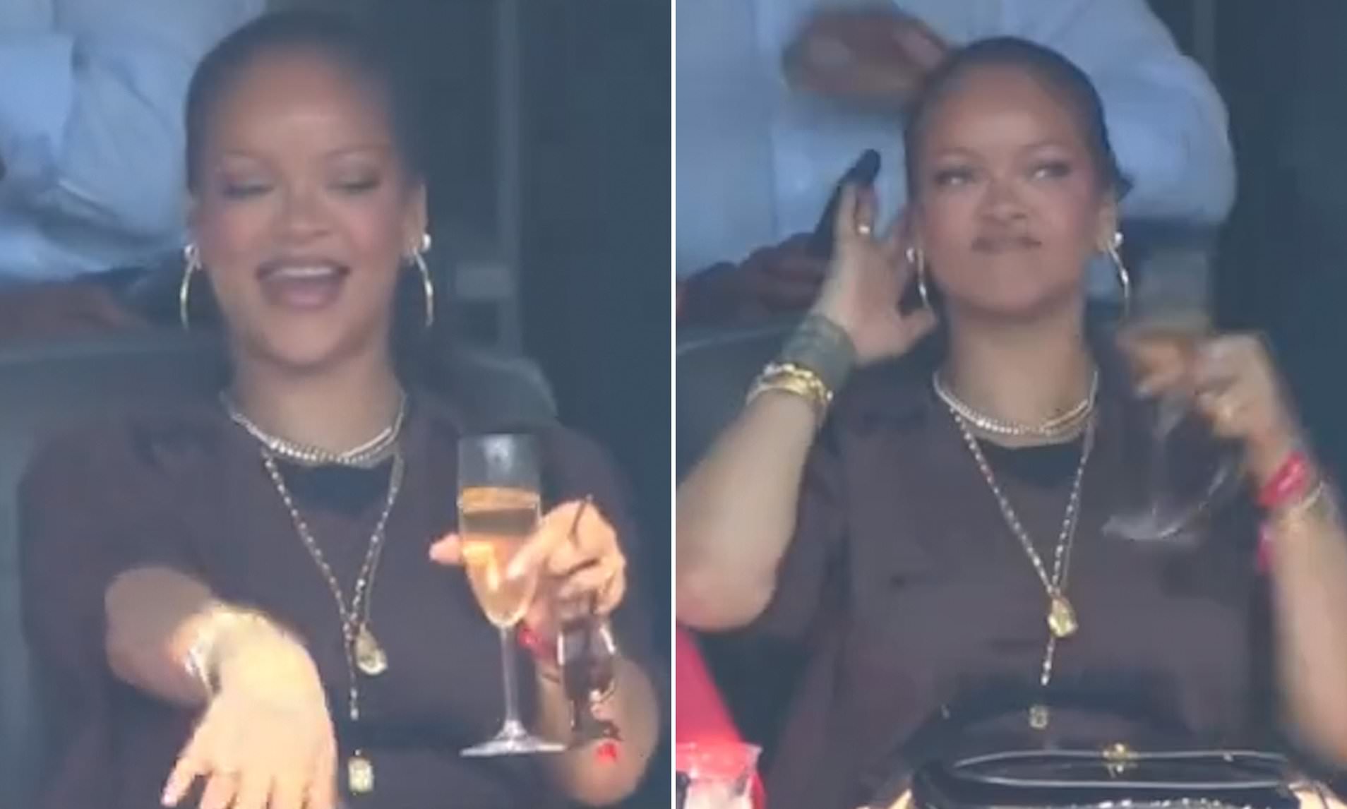 Rihanna branded an 'icon' as she performs the Macarena with champagne in her hand at World Cup final