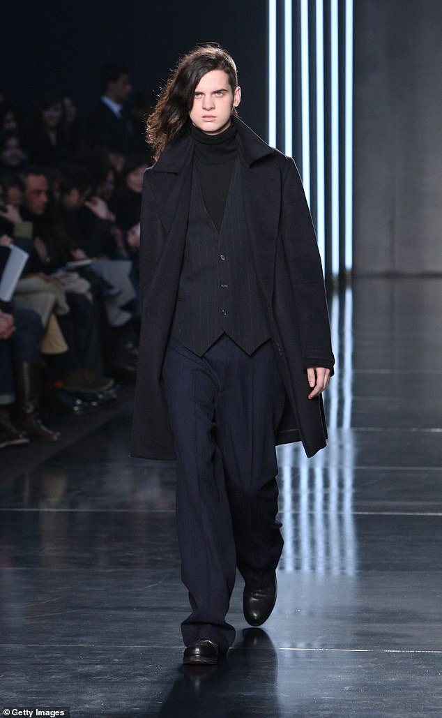 There was sadly more tragedy for the family when Nick's son, Jethro, 31, whose mother was Beau Lazenby, died in 2022 - Pictured: Jethro participating in Milan Fashion Week in 2009