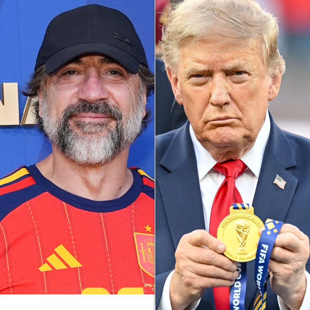 Javier Bardem at the FIFA World Cup 2026 Final Red Carpet held at the New York New Jersey Stadium on July 19, 2026 in East Rutherford, New Jersey. (Photo by Siegfried Anthony/Variety via Getty Images) | East Rutherford, United States - July 19: president Donald Trump with the gold medal after the FIFA World Cup 2026 Final match between Spain and Argentina at New York New Jersey Stadium on July 19, 2026 in East Rutherford, United States. (Photo by Harry Langer/DeFodi Images/DeFodi via Getty Images) (Photo: Variety via Getty Images / DeFodi Images via Getty Images)