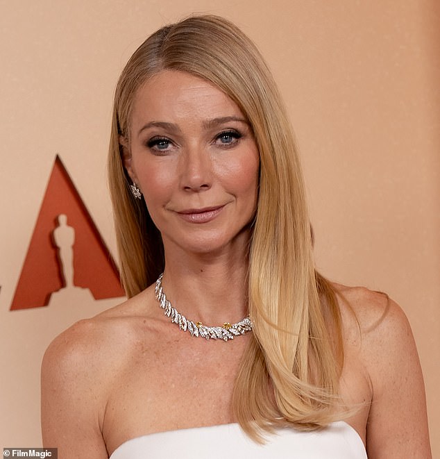 With mascara: Gwyneth Paltrow has long been renowned for her thinner eyebrows, sun-kissed bronzer, neutral lips and barely-there mascara throughout the decades
