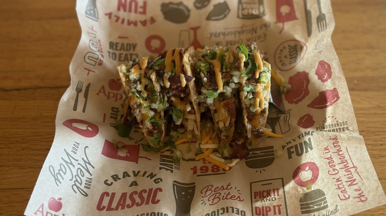 Applebee's Bacon Cheeseburger Wonton Tacos.
