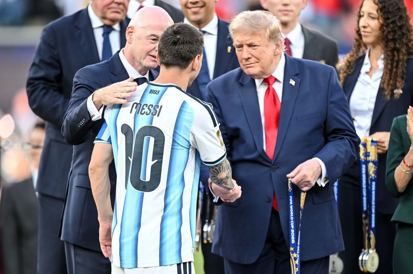 Donald Trump was on hand to distribute medal to Spain and Argentina following the World Cup Final
