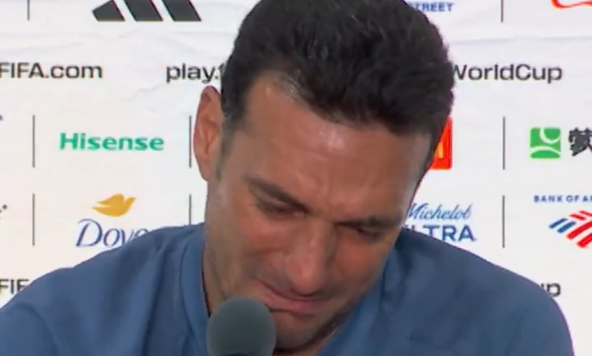 Argentina boss Lionel Scaloni storms out of press conference in TEARS