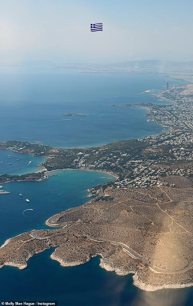 Molly shared this photo from the plane as it prepared to land. Private jets can cost around £15,000 a day to hire