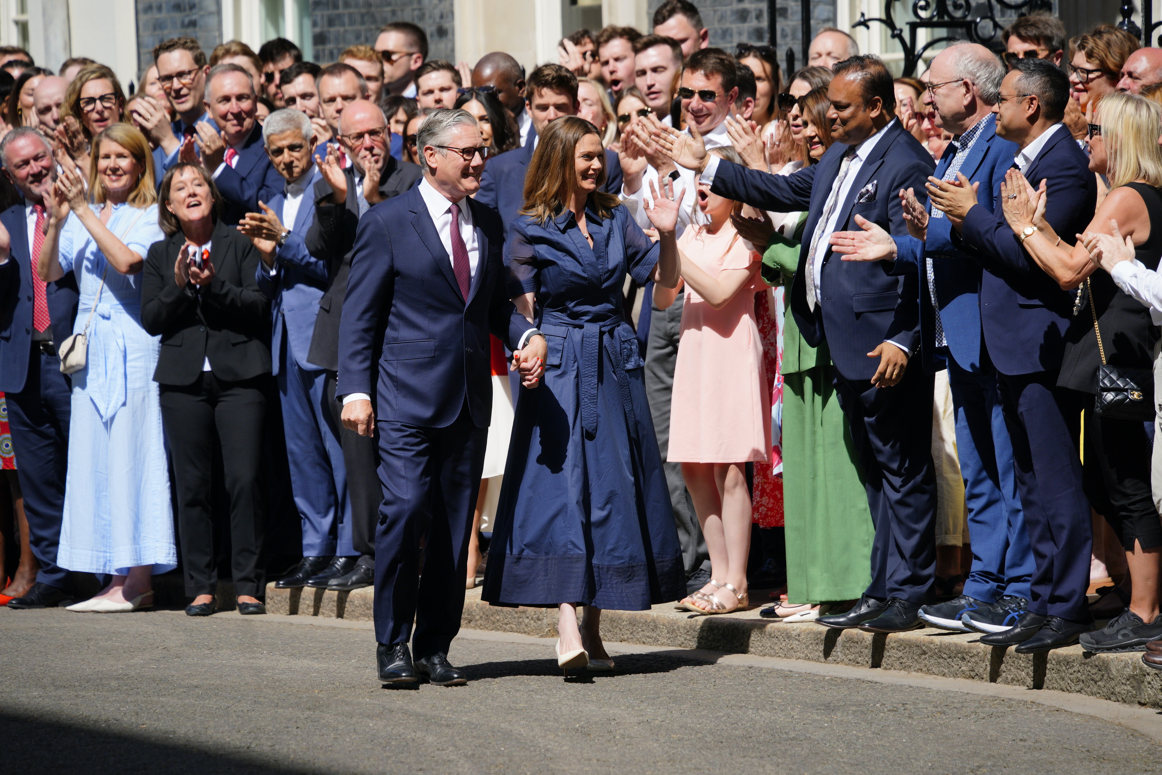 Outgoing Prime Minister Keir Starmer issues a statement outside 10 Downing Street ahead of the arrival of new Prime Minister Andy Burnham. (PA)