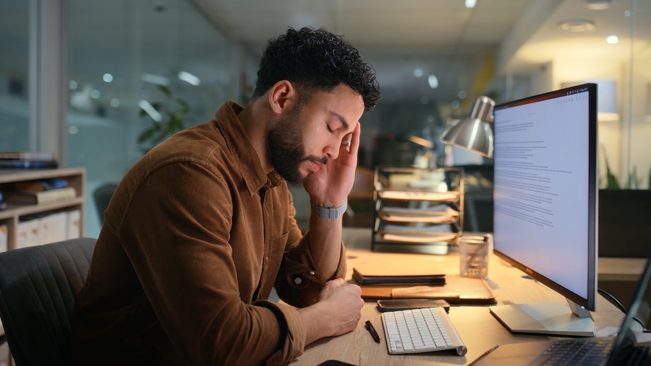 Man tired at work