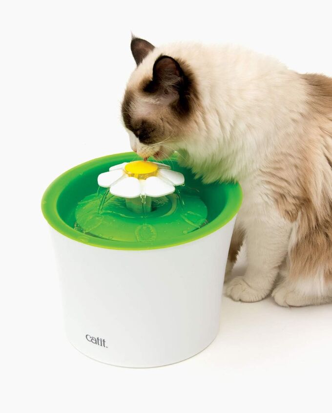 5 surprising reasons your cat isn t drinking from the water bowl, Catit Flower Fountain with Triple Action Filter Cat Drinking Water Fountain Image via Amazon