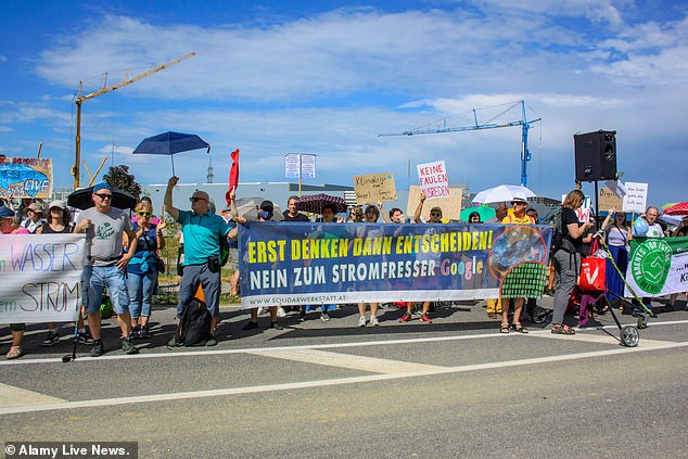 Villagers in Kronstorf are protesting against the development, which is slated to be one of Europe's largest data hubs when it opens in 2027