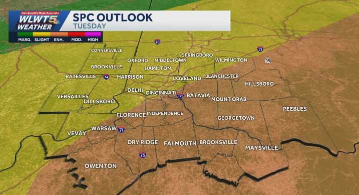 Timeline | Threat for strong to severe storms in Cincinnati Tuesday