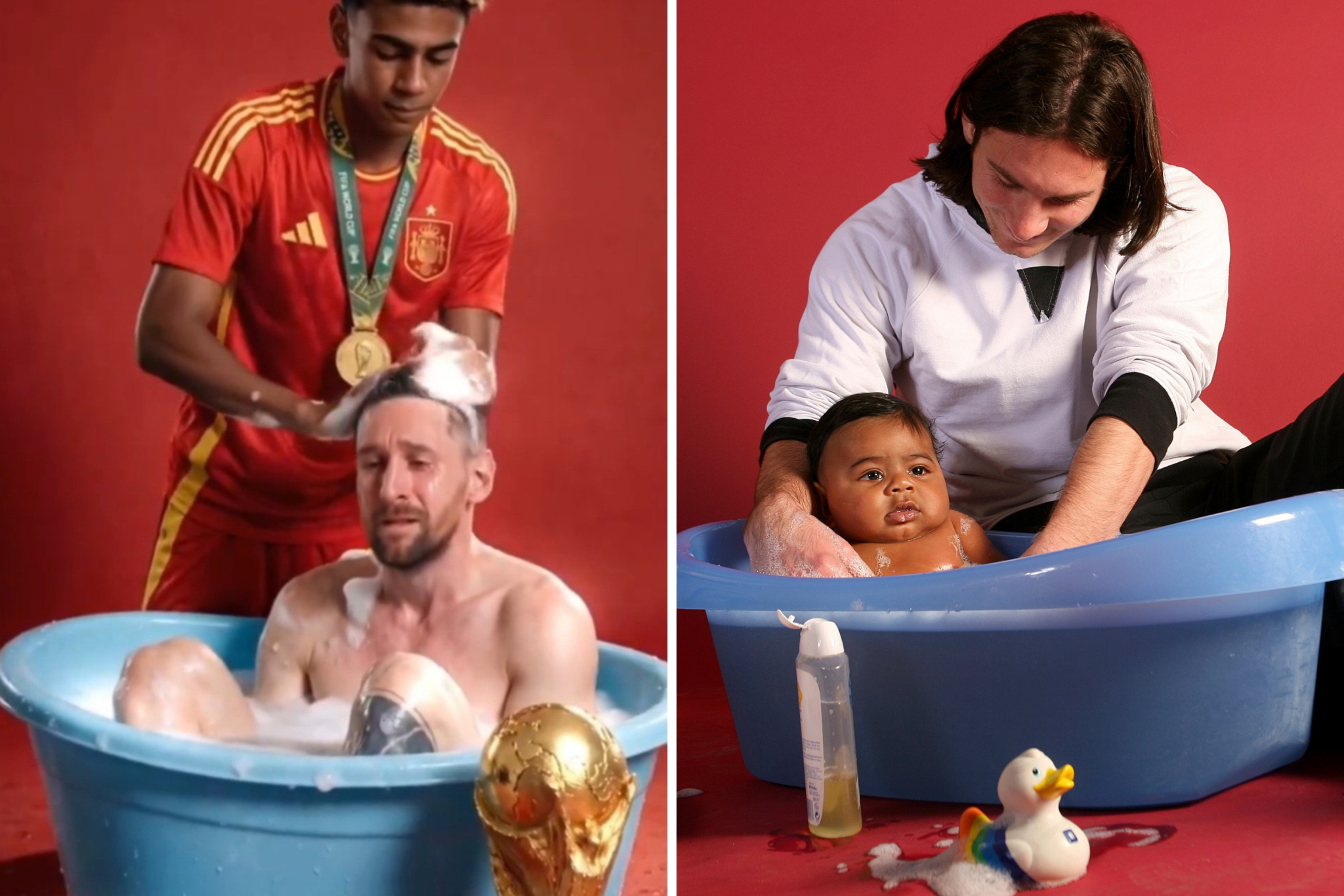 The story behind AI video of Lamine Yamal bathing Lionel Messi