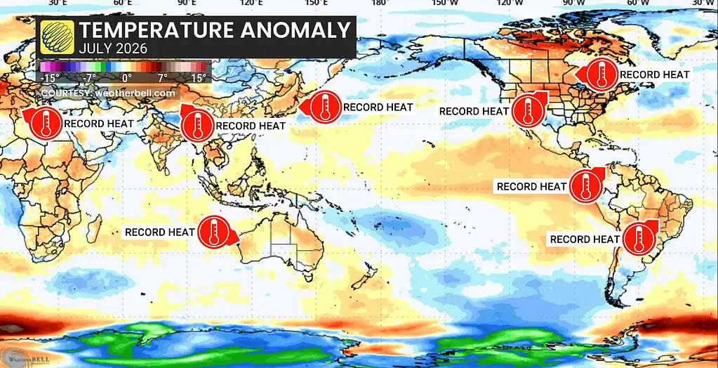 July was sweltering in many regions of the globe. Credit: The Weather Network