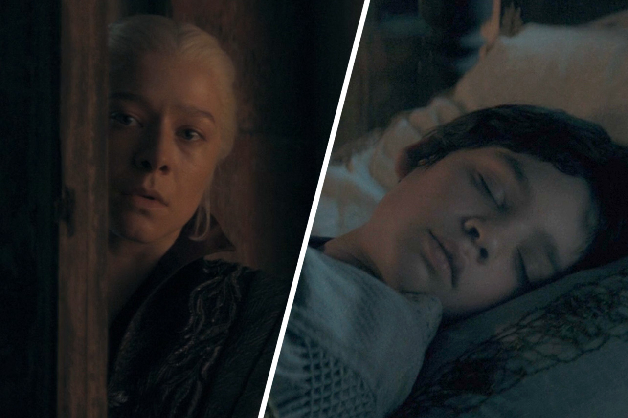 Rhaenyra watching Joffrey sleep and sleeping Joffrey