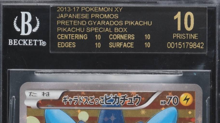 2015 Pokemon Japanese XY Promo Full Art Gyarados Poncho Pikachu BGS 10. Sold for $120,000 on July 12th, 2026 through Fanatics