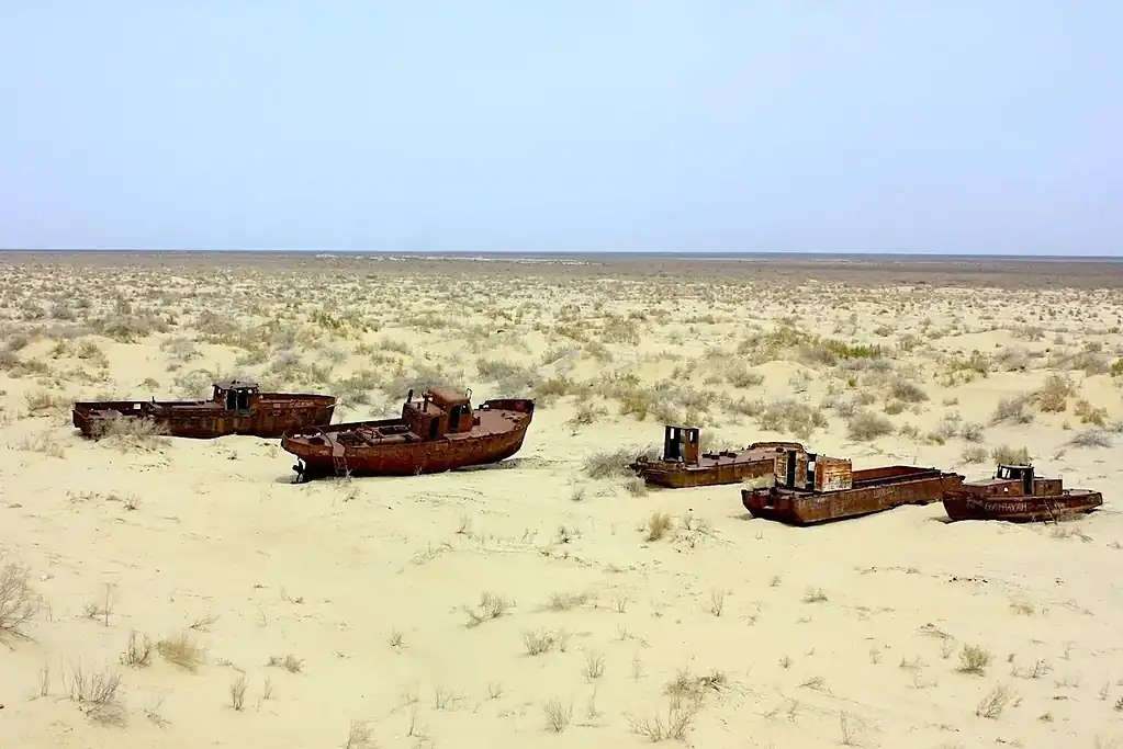 Abandoned boasts in dried-up Aral Sea. Arian Zwegers via Flickr