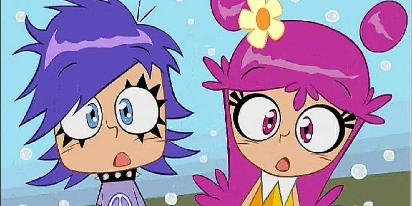 Ami and Yumi look shocked in Hi Hi Puffy AmiYumi.