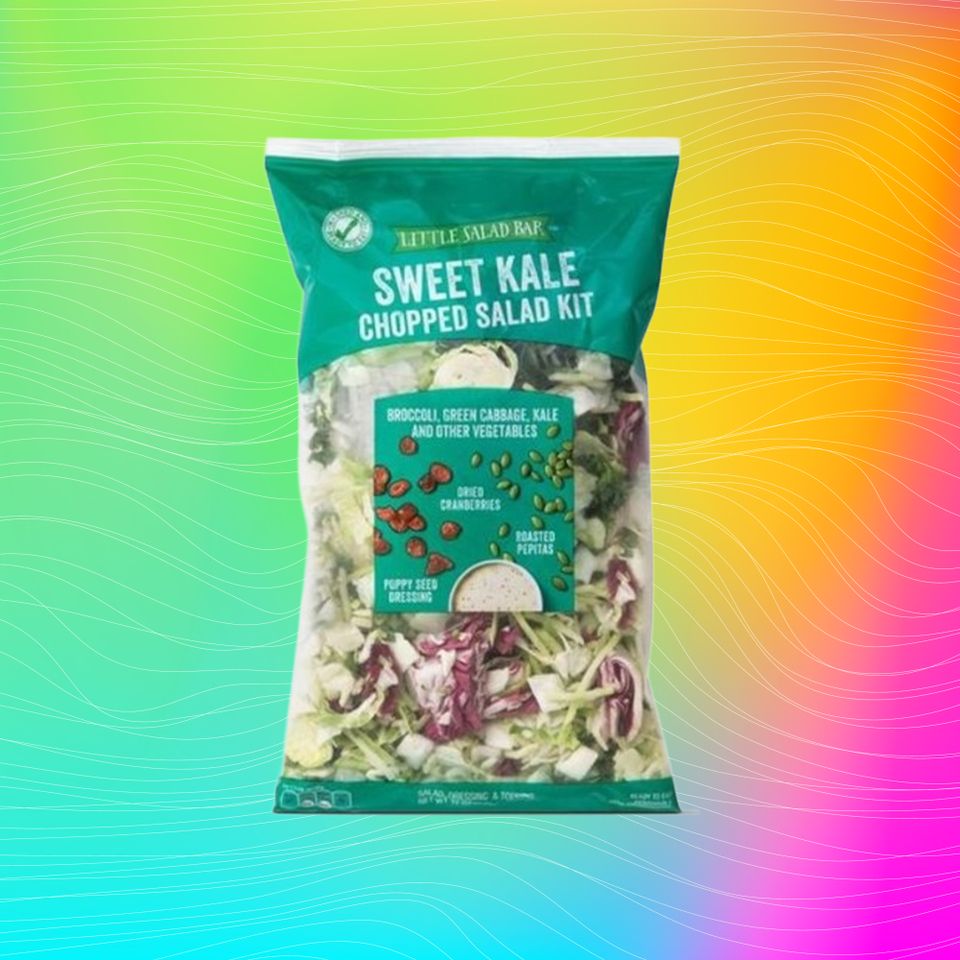 Bag of Sweet Kale Chopped Salad Kit against a colorful background