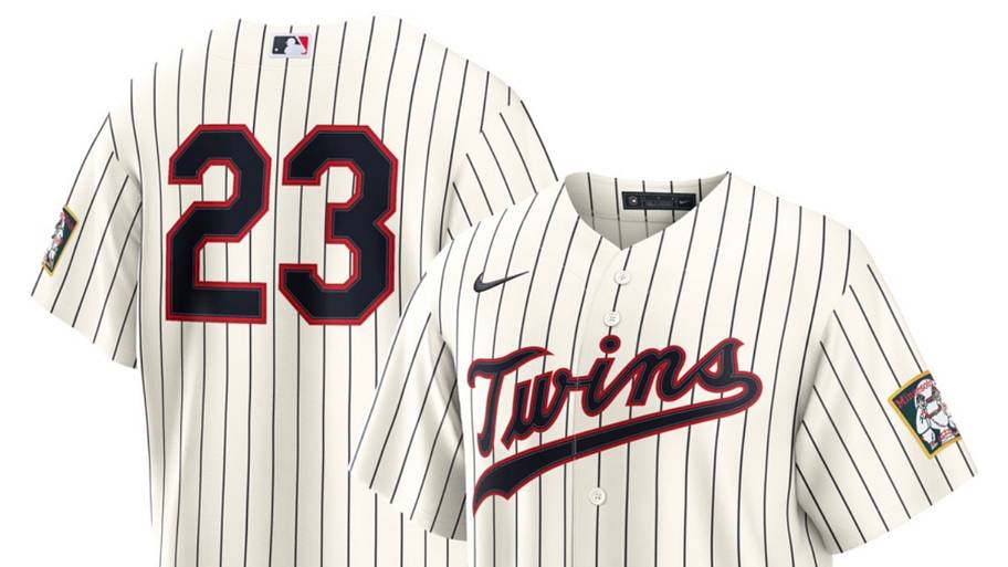 Front and back of the Minnesota Twins Nike 2026 Field of Dreams Stadium Jersey.