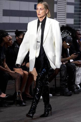 Sharon Stone walks the runway during the Vetements Menswear Spring/Summer 2027 show as part of Paris Fashion Week on June 26, 2026 in Paris, France.