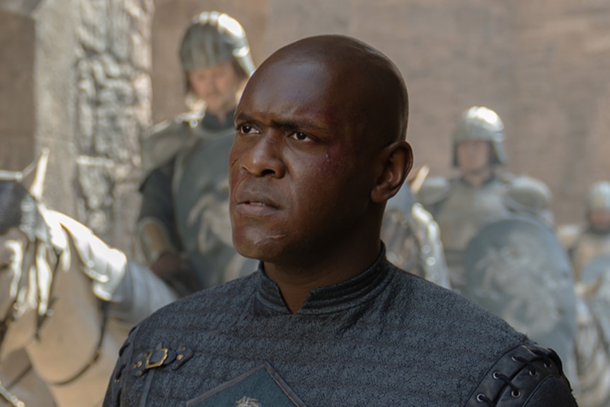 Abubakar Salim as Alyn of Hull in House of the Dragon.