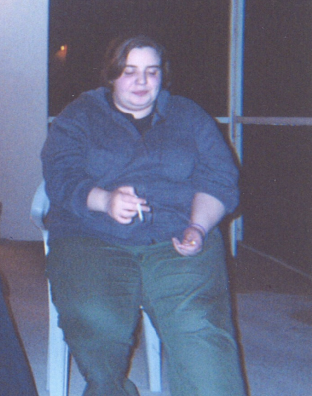The author, age 18, on a smoke break at one of the hospitals where she sought treatment in 2004.