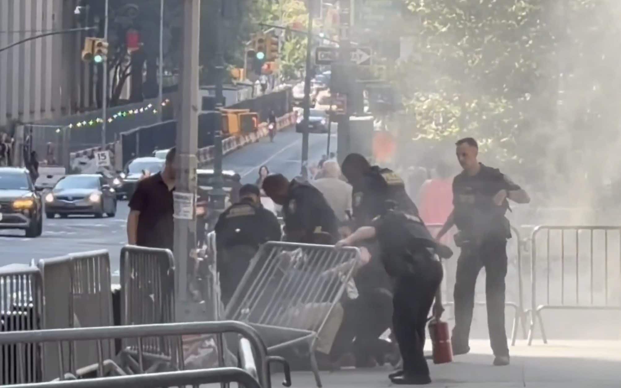 Footage showed immigration agents charging out of the building to detain the suspect