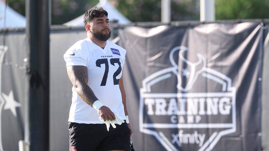 Jul 23, 2025; Houston, TX, USA; Houston Texans defensive tackle Tommy Togiai (72) during training camp at Houston Methodist