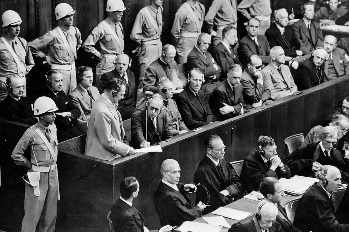The Nazi defendants at the Nuremberg Trials. (U.S. Army)