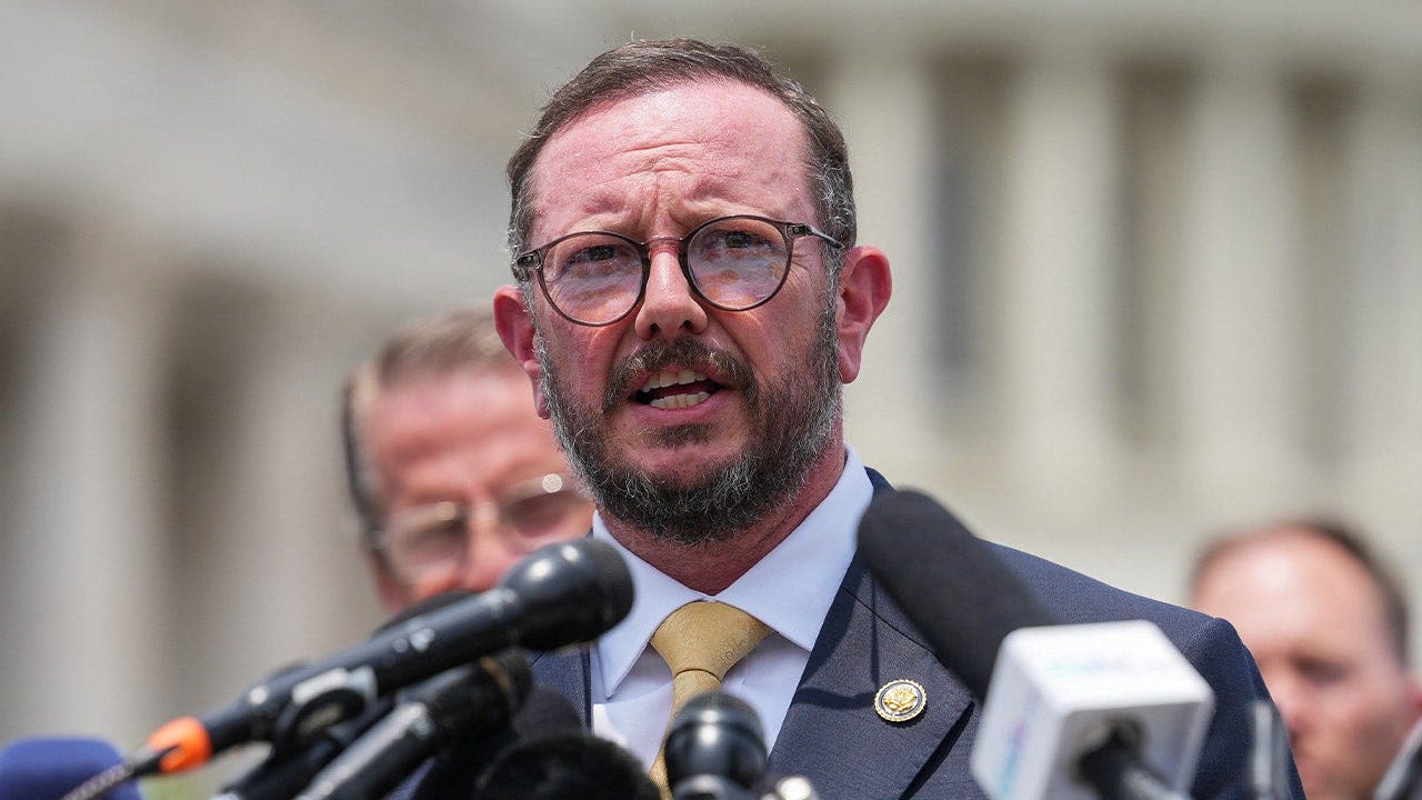 Rep. Eric Burlison, R-Mo., speaks during a news conference on Capitol Hill in Washington, D.C., on June 9, 2026.