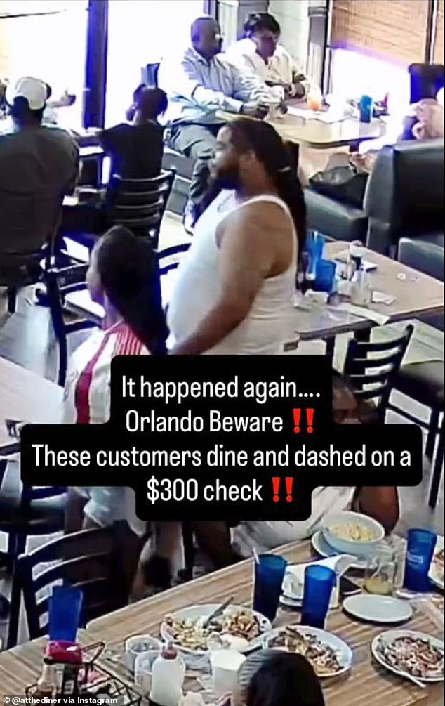 The restaurant alleged that the family of seven had piled the table high with food before slowly vanishing from the establishment one by one