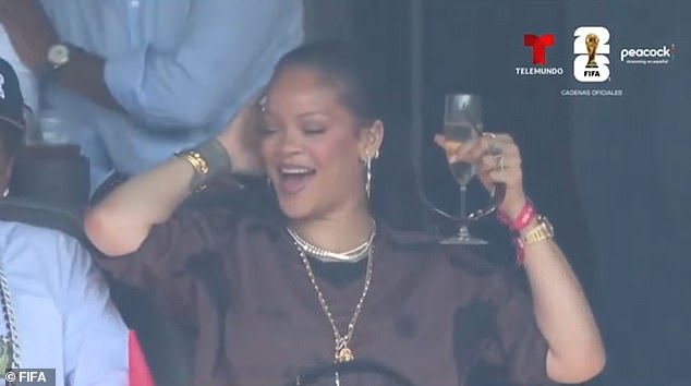 During the final, Rihanna joined in the crowd who were dancing along to the iconic Macarena, as the players took a hydration break
