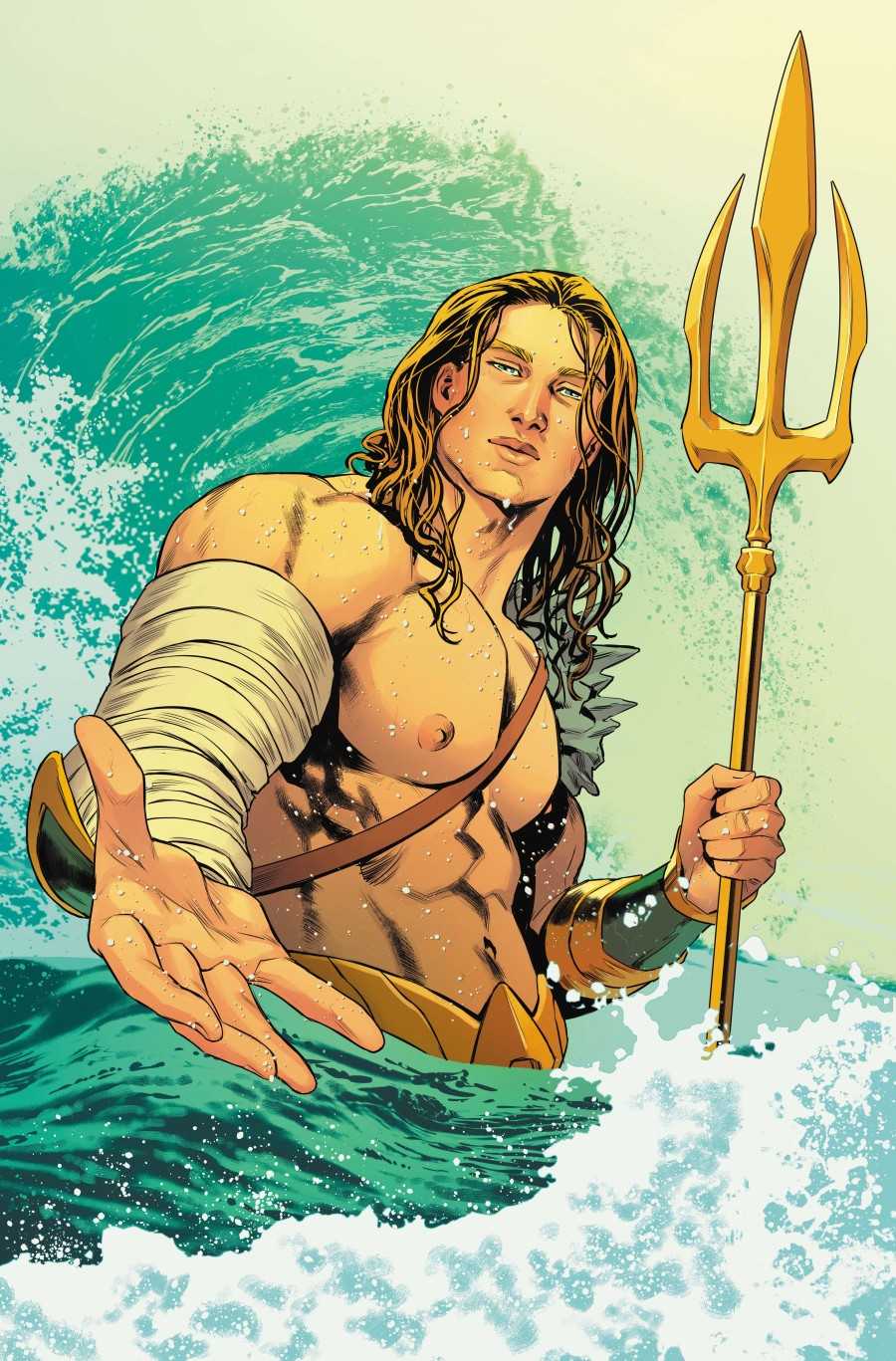 Aquaman extends his hand towards the camera in Dark Knights of Steel II #3