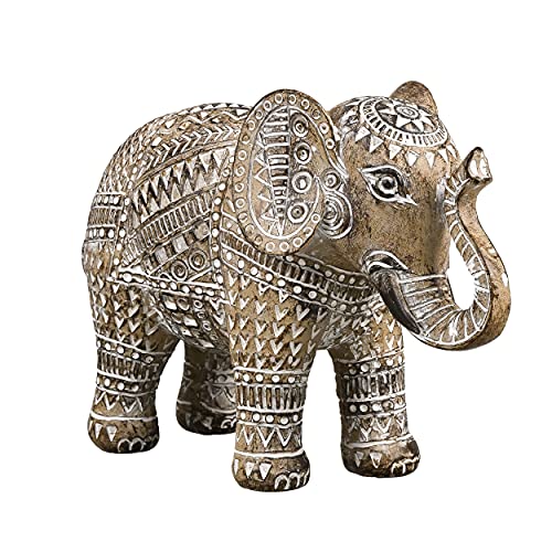 Teresa's Collections Boho Elephant Decor, Elephant Statues Brings Good Luck for Home Decor, Jumbo Figurines Resin for Bookshelf, Living Room, Centerpiece Home Decorations Gifts for Mom, 6.3