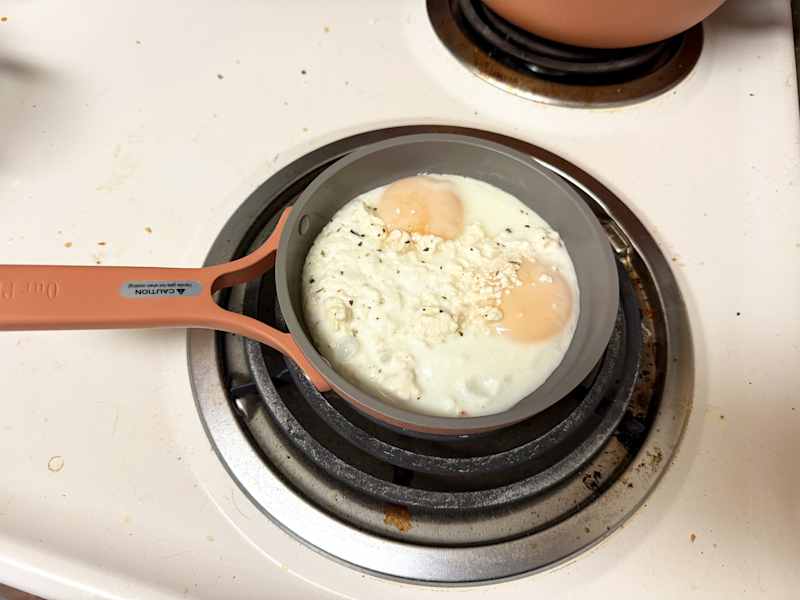Eggs in Our Place cookware.
