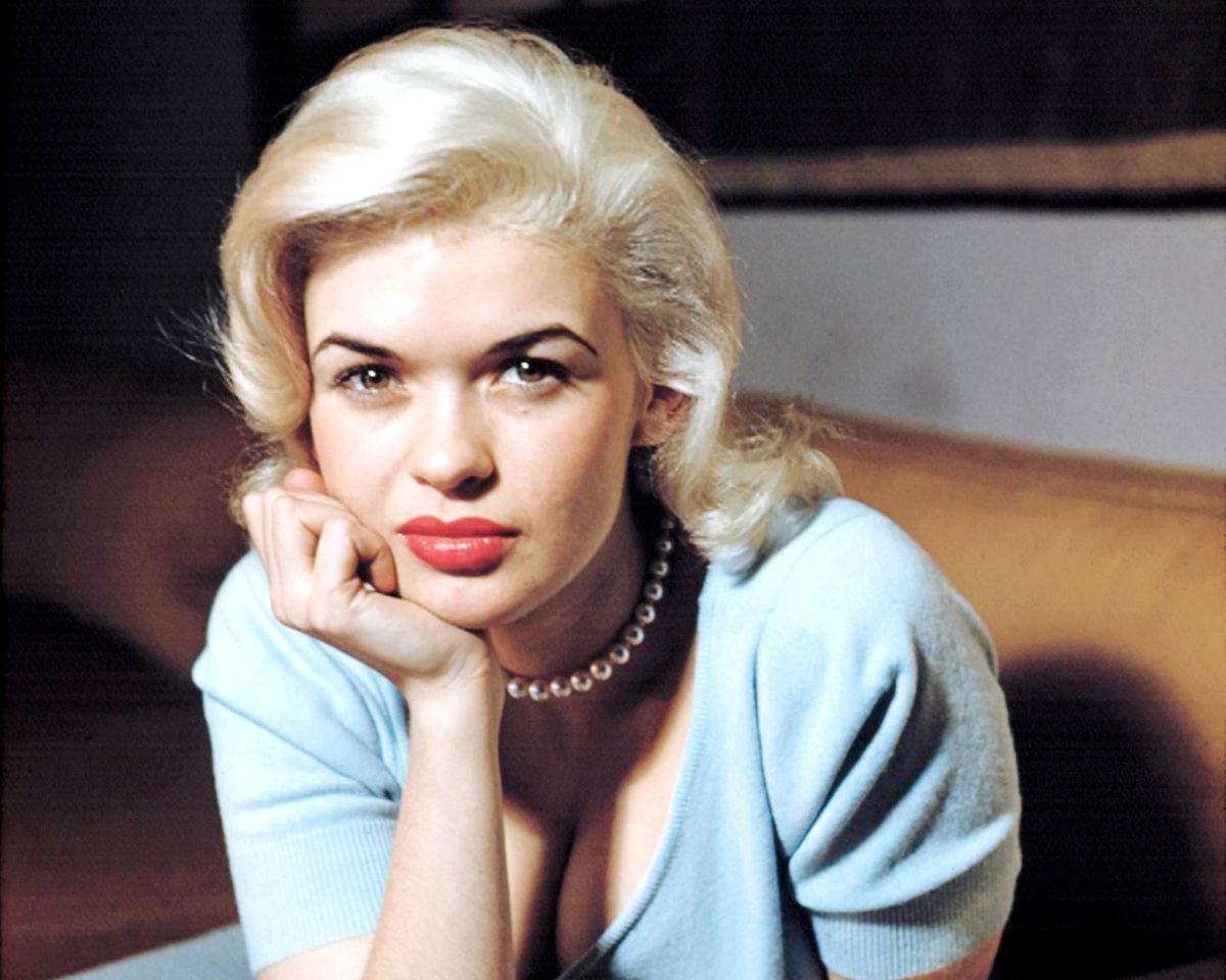 Jayne Mansfield posing and looking towards the camera
