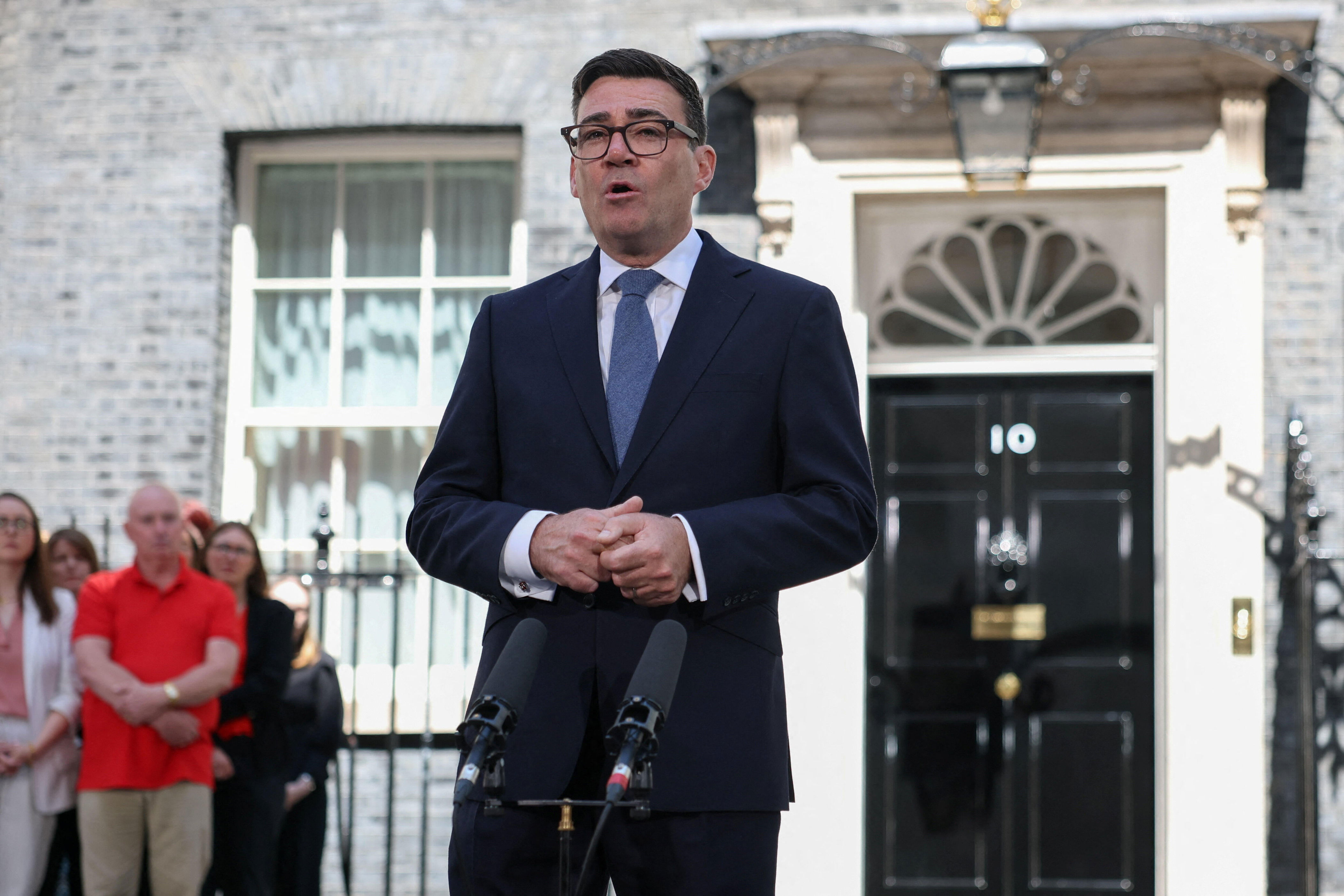 Britain's newly appointed Prime Minister Andy Burnham delivers a speech outside 10 Downing Street after taking office, in London, England, July 20, 2026. / Credit: Isabel Infantes/REUTERS