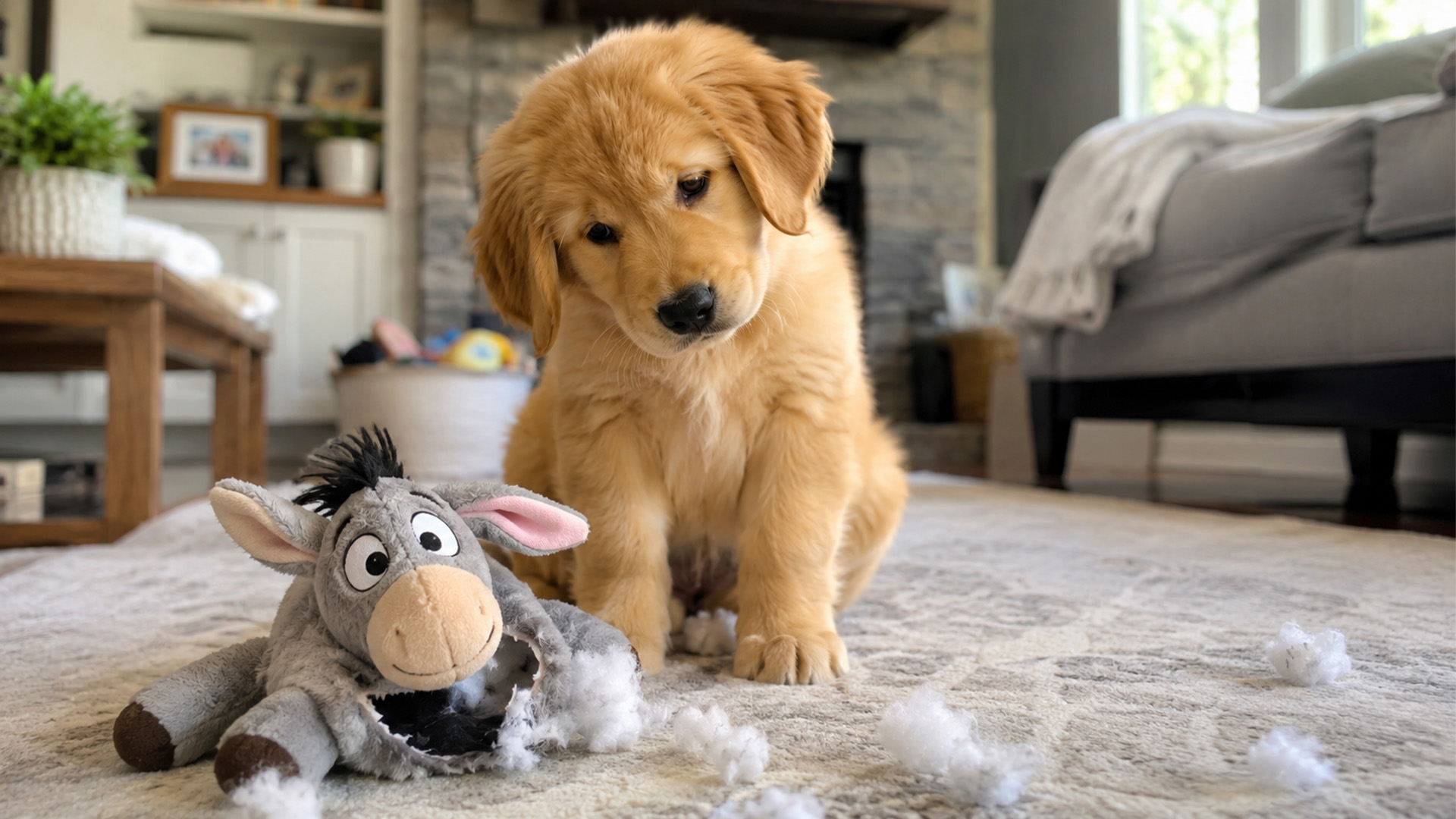 Golden Retriever Puppy Looks So Guilty