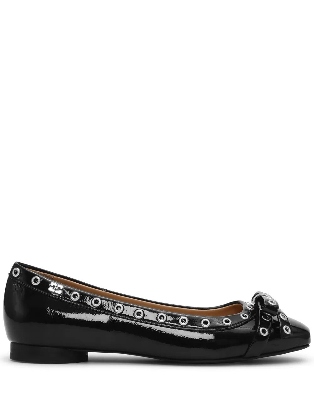 Ganni Eyelet-Detail Bow Ballerina Shoes | 36