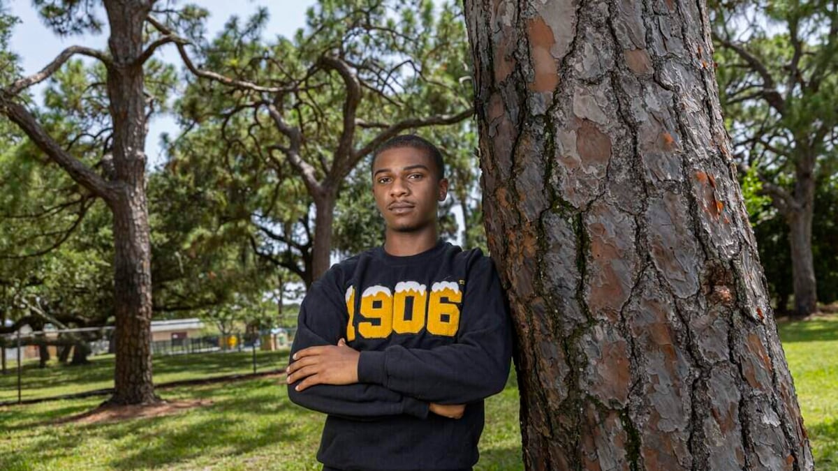 Camron Drummond, 24, who has been struggling to find a job after recently graduating from Alabama State University, is photographed at West Ken Lark Park on July 8 in Lauderhill, Fla. ©Photo by Matias J. Ocner