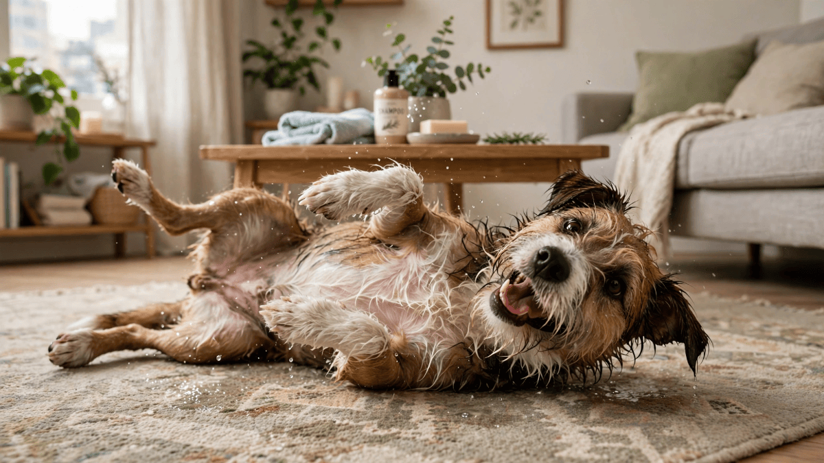 Veterinarians explain why dogs rub against everything after a bath