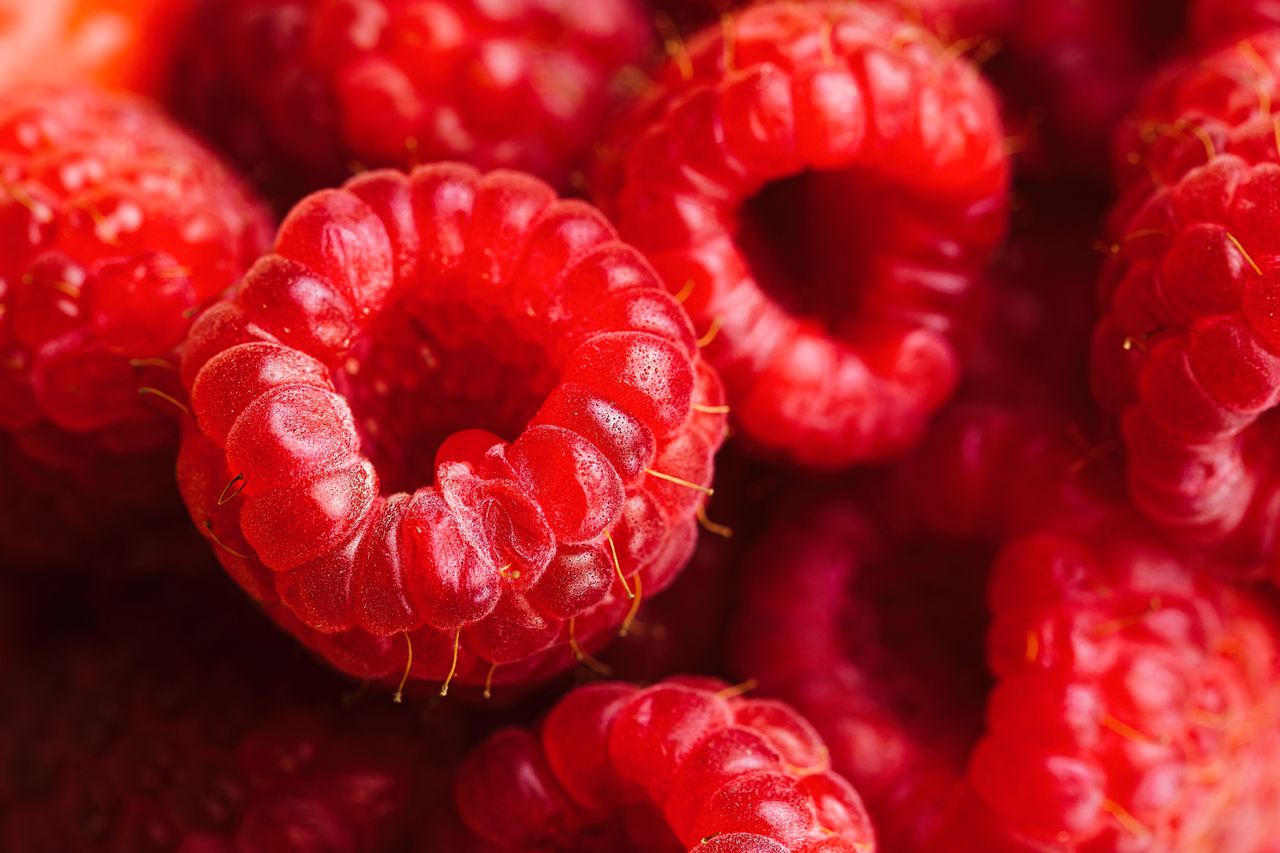 Closeup of fresh raspberries