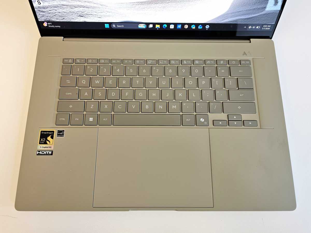 The ZenBook A16’s keyboard is pretty standard, save for some Asus-specific changes made to the function keys.