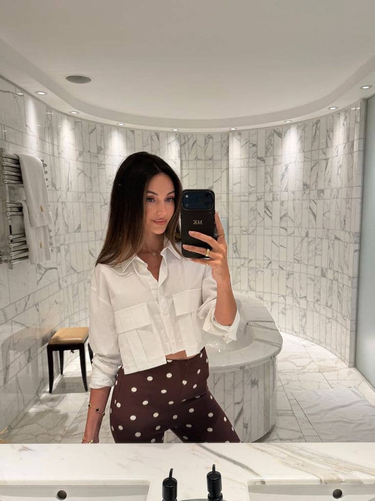 Michelle Keegan wearing a white shirt Instagram