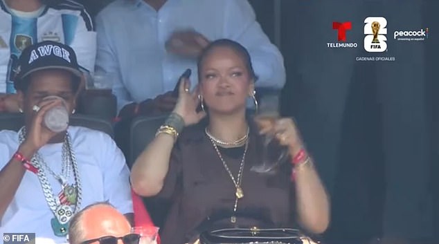 Rihanna has been branded an 'icon' after hilarious footage showed the singer nonchalantly dancing the Macarena at the World Cup Final on Sunday
