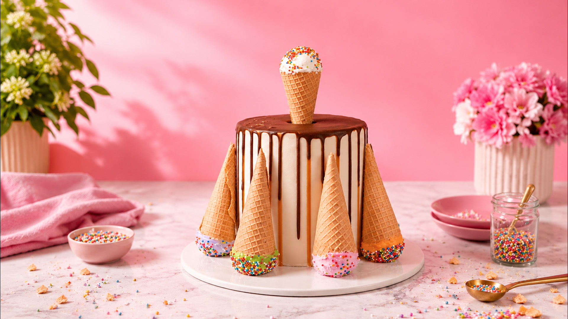 Ice cream cone cake that stands out