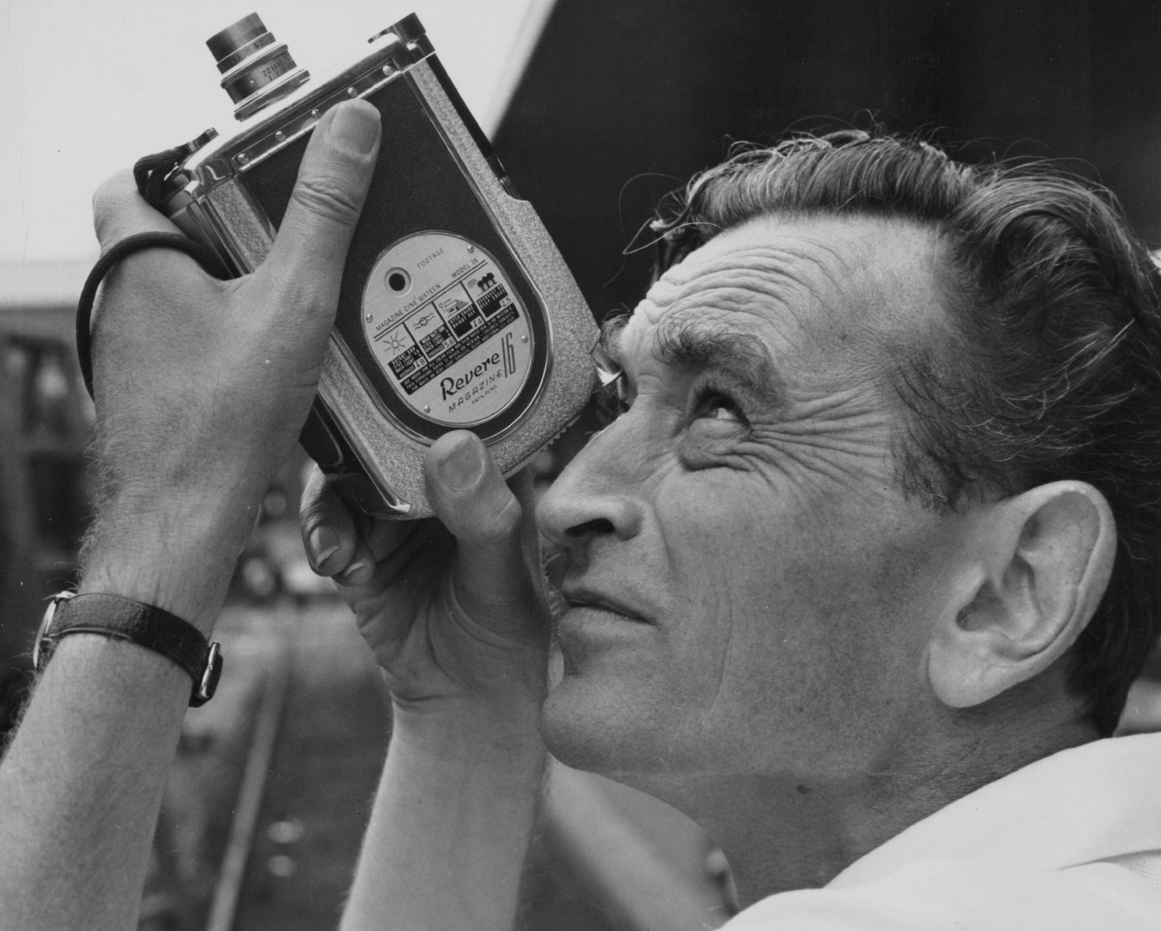 David Lean pictured using a hand held Revere 16mm camer