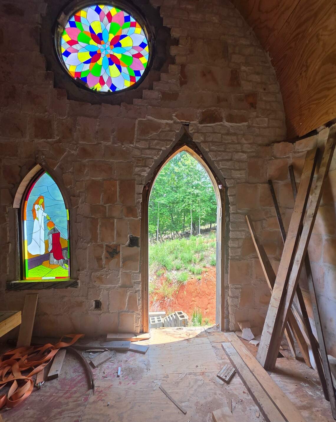 Inside the Castle Mont Rouge in Person County. Robert Mihaly, a North Carolina sculptor, has been working on the castle for about 30 years.