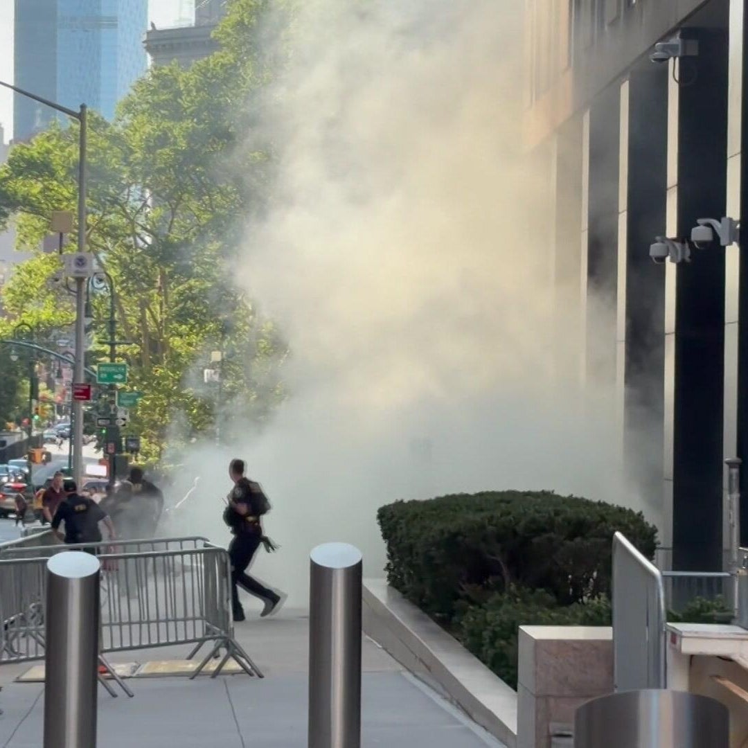 Heavy smoke was seen outside 26 Federal Plaza after an explosion caused by fireworks, sources said.